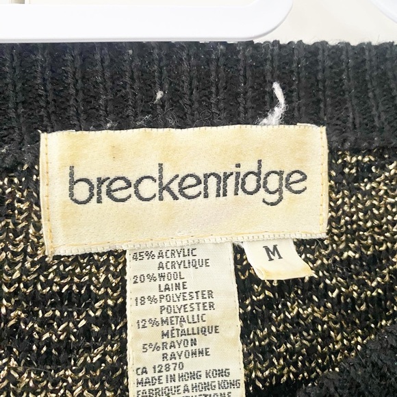Vintage Gold and black shimmer geometric sweater by Breckenridge - Picture 2 of 4